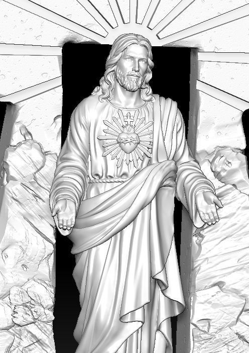 Statue of Jesus Resurrection of the Cross 3D print model_11