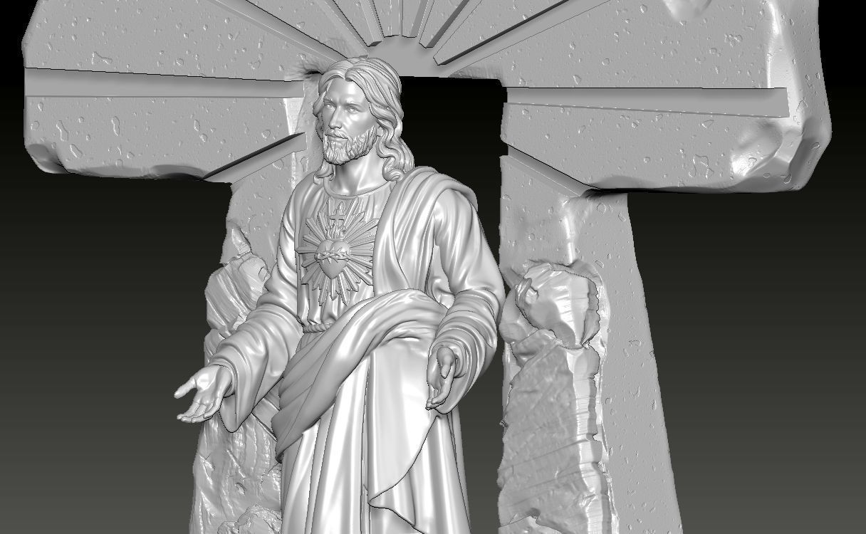 Statue of Jesus Resurrection of the Cross 3D print model_4