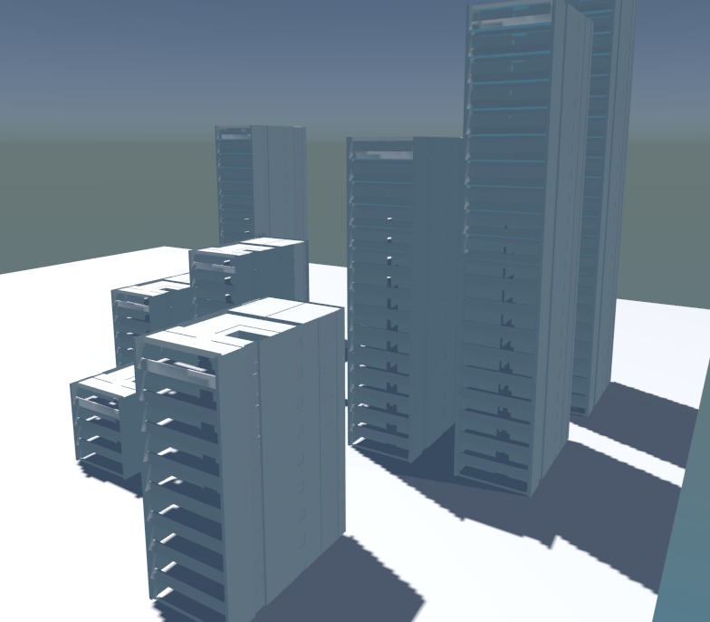 Buildings Set Low-poly 3D model_1