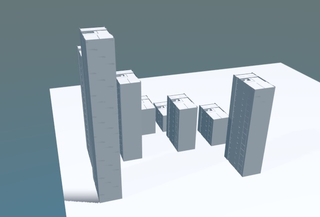 Buildings Set Low-poly 3D model_3
