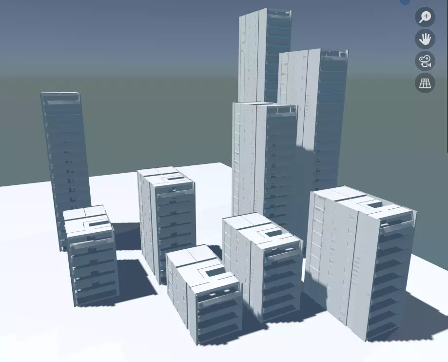 Buildings Set Low-poly 3D model_0