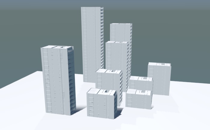 Buildings Set Low-poly 3D model_2
