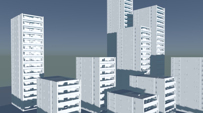 Buildings Set Low-poly 3D model_4