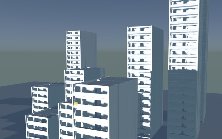 Buildings Set Low-poly 3D model_5