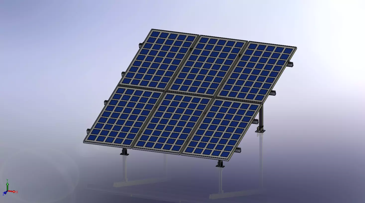 Solar panel mount on support  ALL part 3D model_0