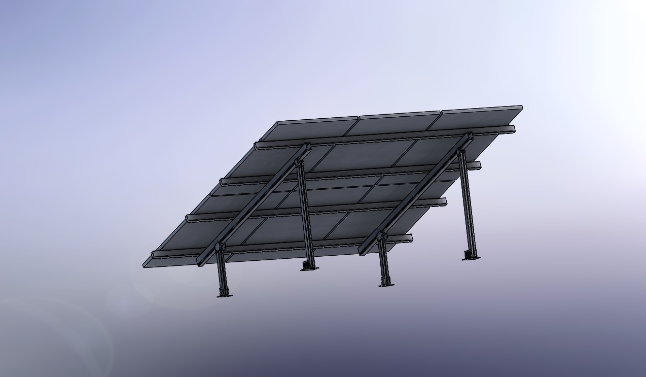 Solar panel mount on support  ALL part 3D model_1