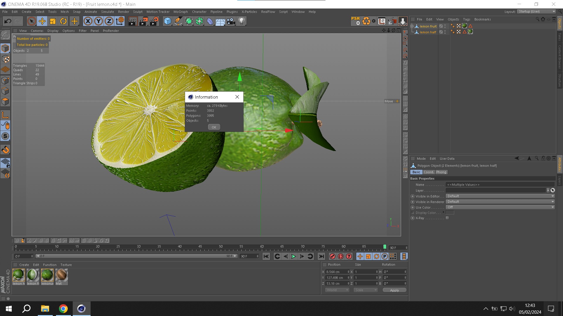 Fruit Lemon and half 3D model_8