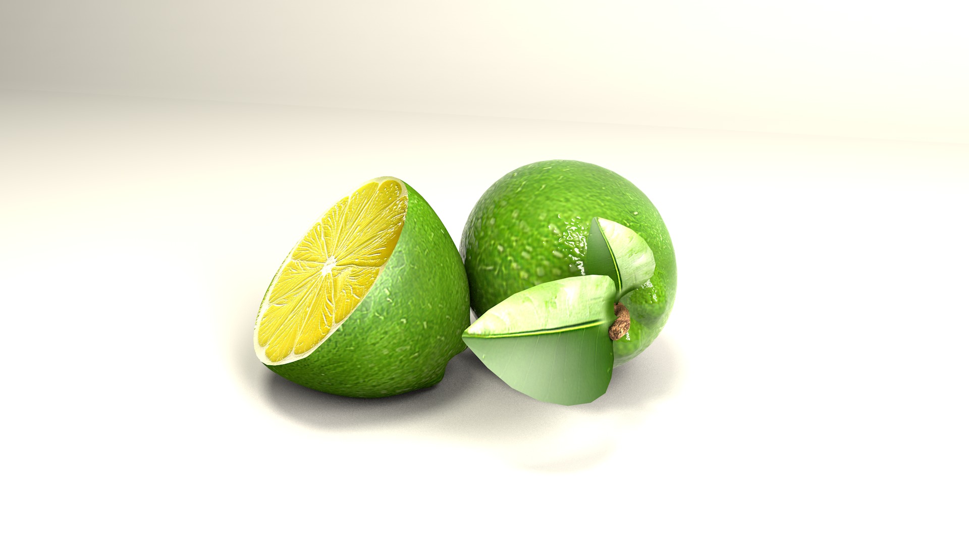 Fruit Lemon and half 3D model_4