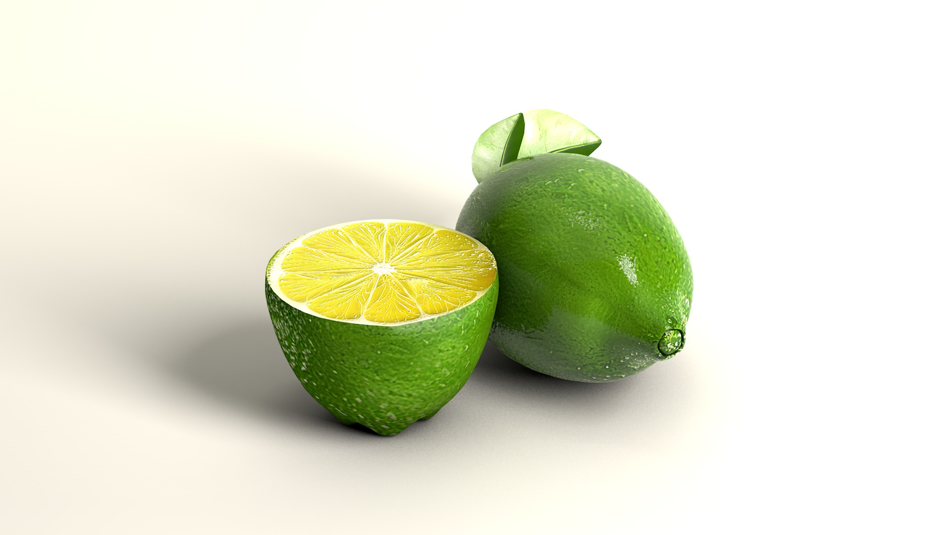 Fruit Lemon and half 3D model_1