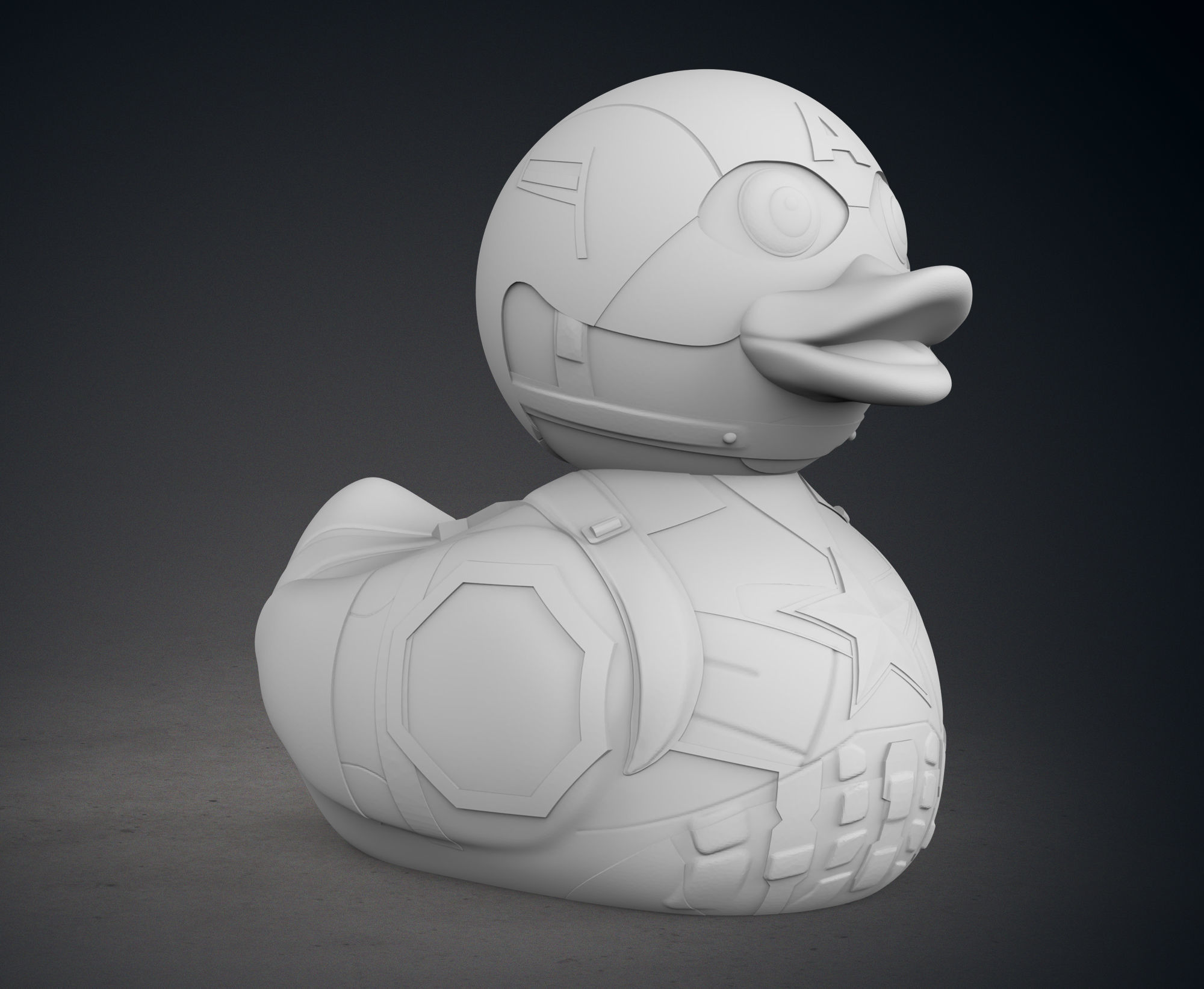 Cute Captain America Rubber Duck 3D print model_9