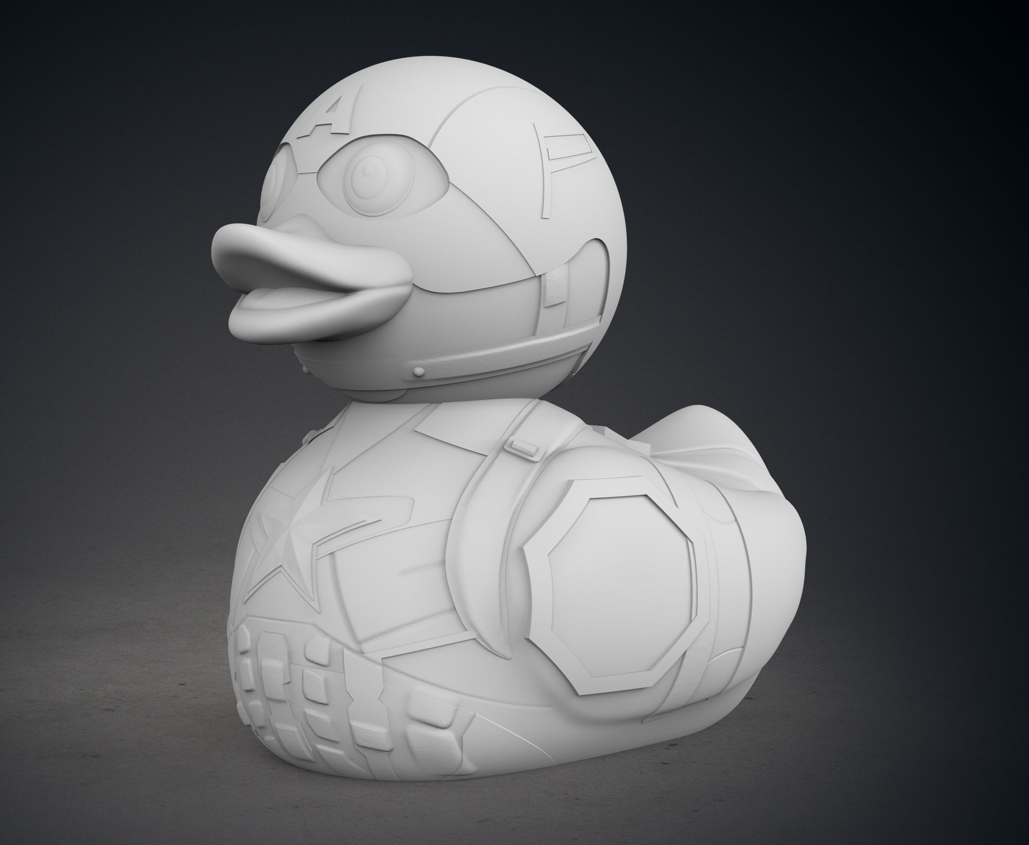 Cute Captain America Rubber Duck 3D print model_3