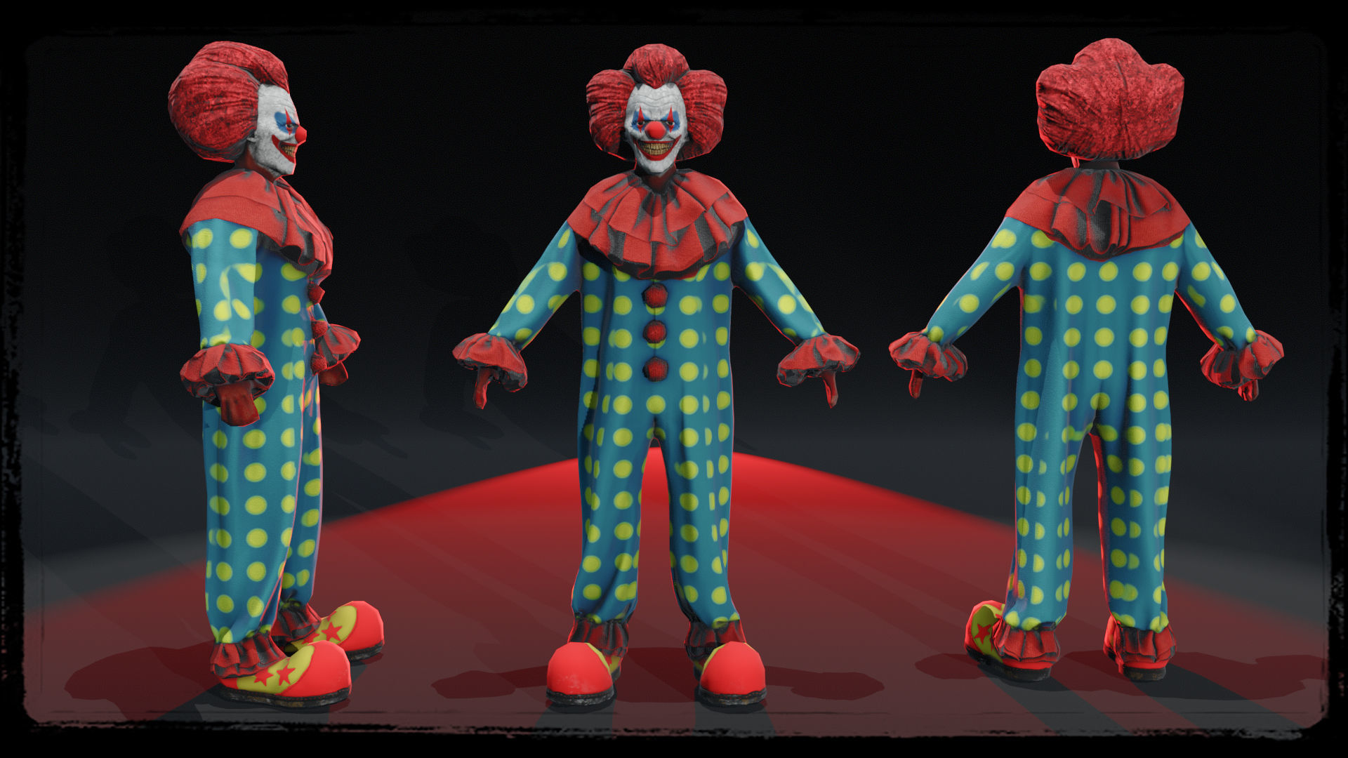 Killer Clown Low-poly 3D model_4