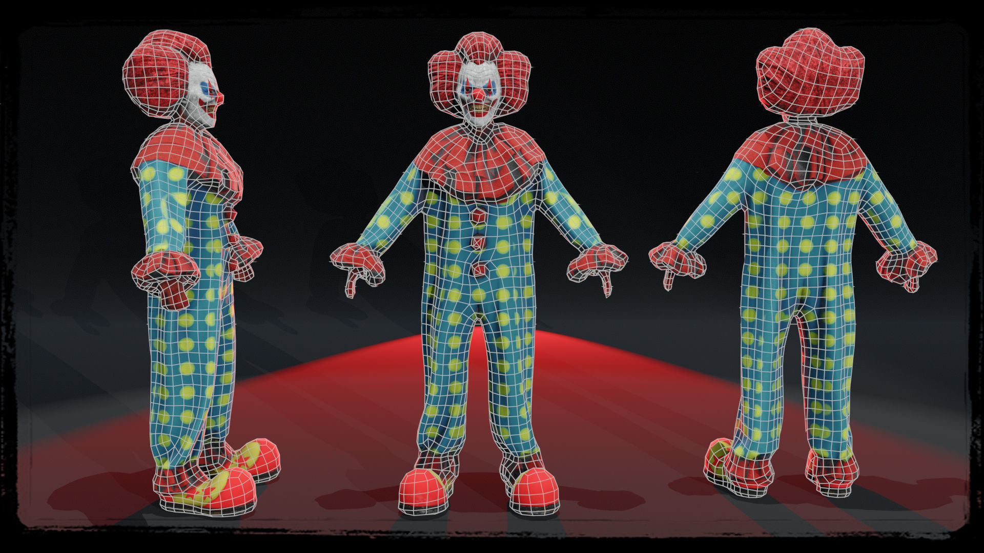 Killer Clown Low-poly 3D model_3