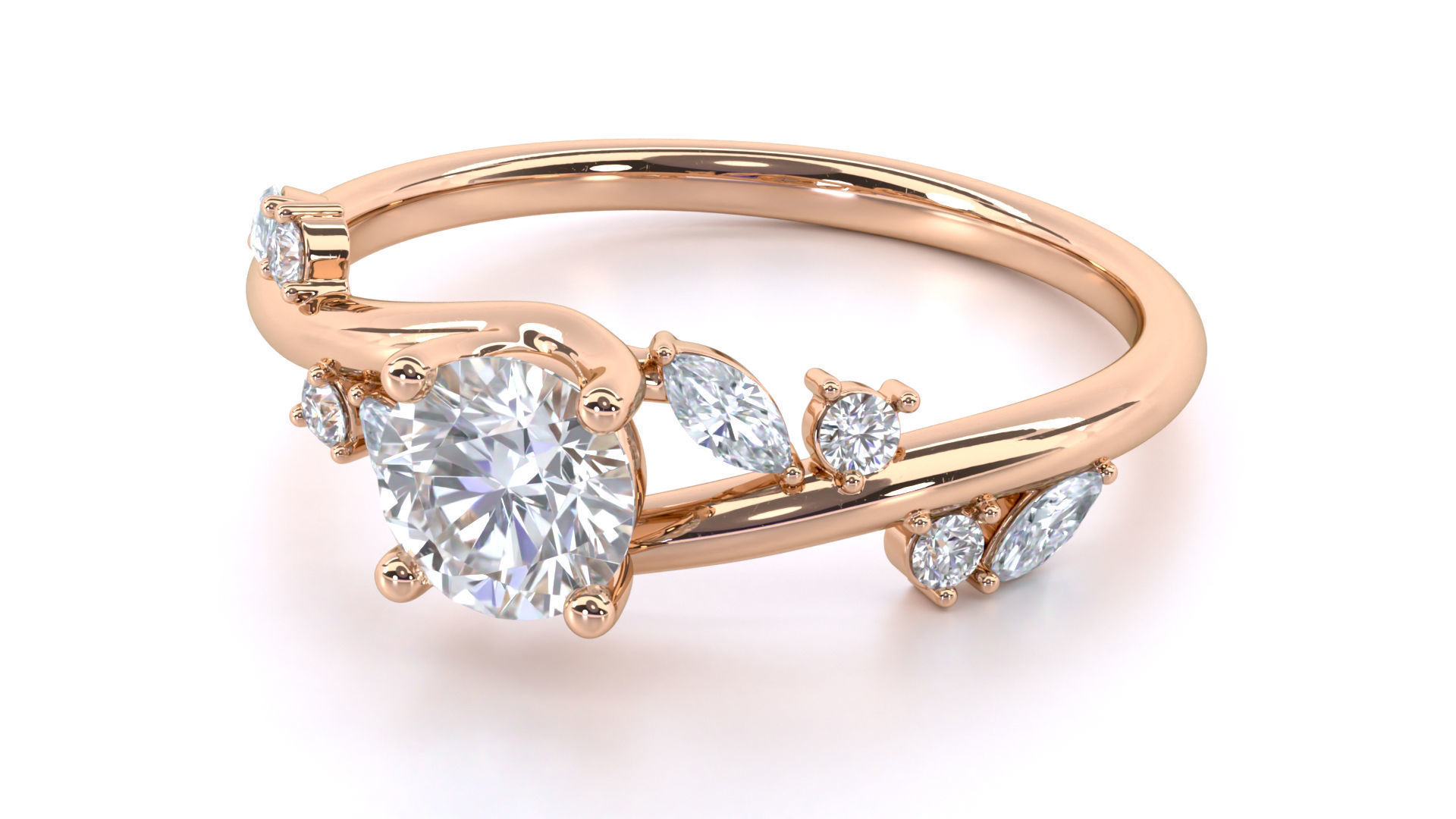 Aara Engagement Ring 3D print model_12