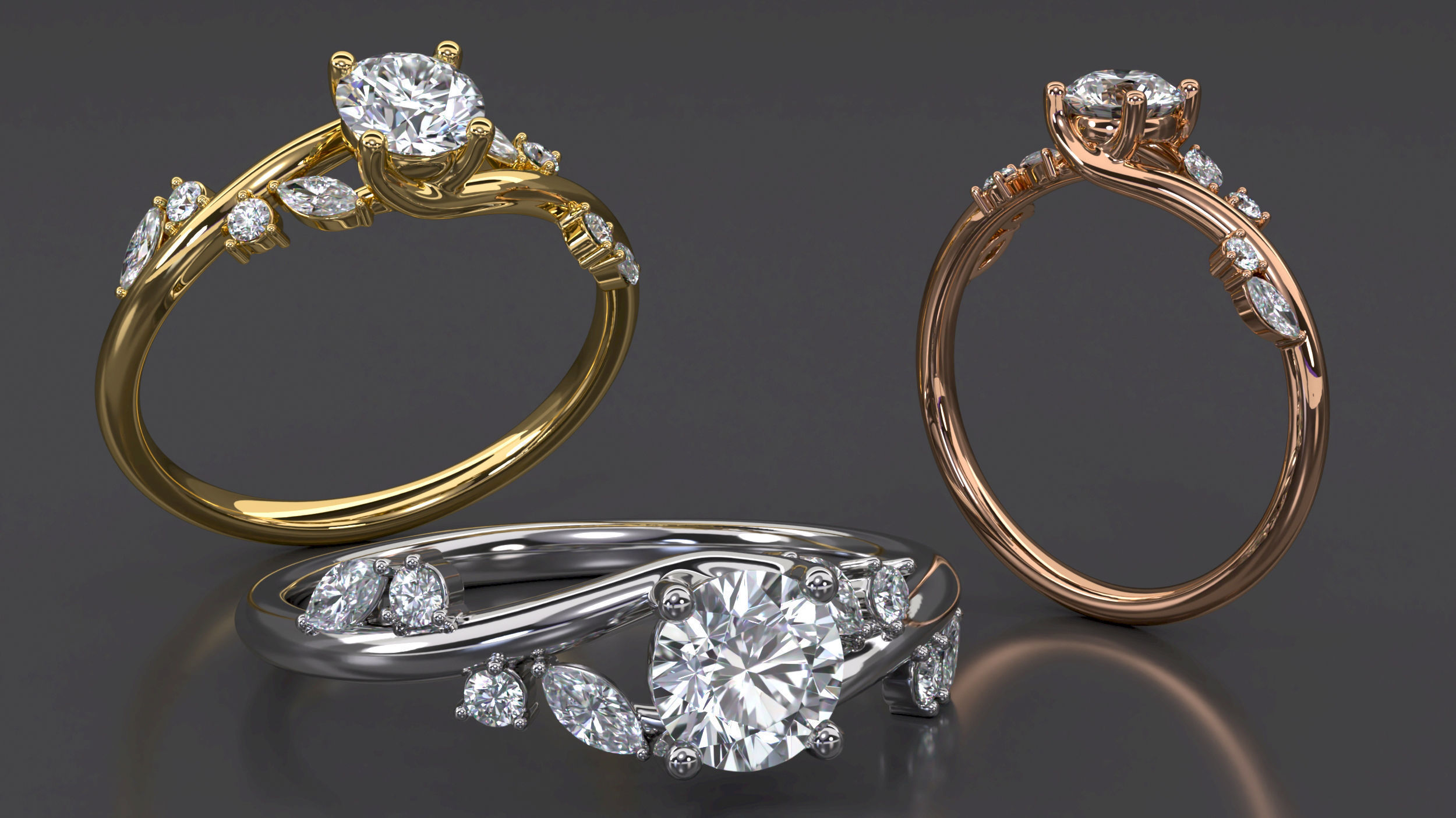 Aara Engagement Ring 3D print model_16