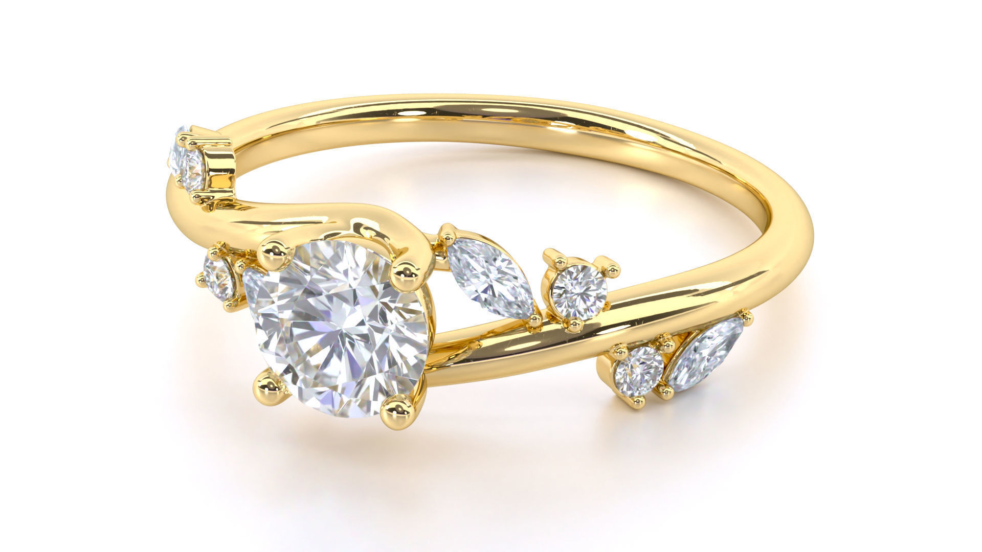 Aara Engagement Ring 3D print model_11