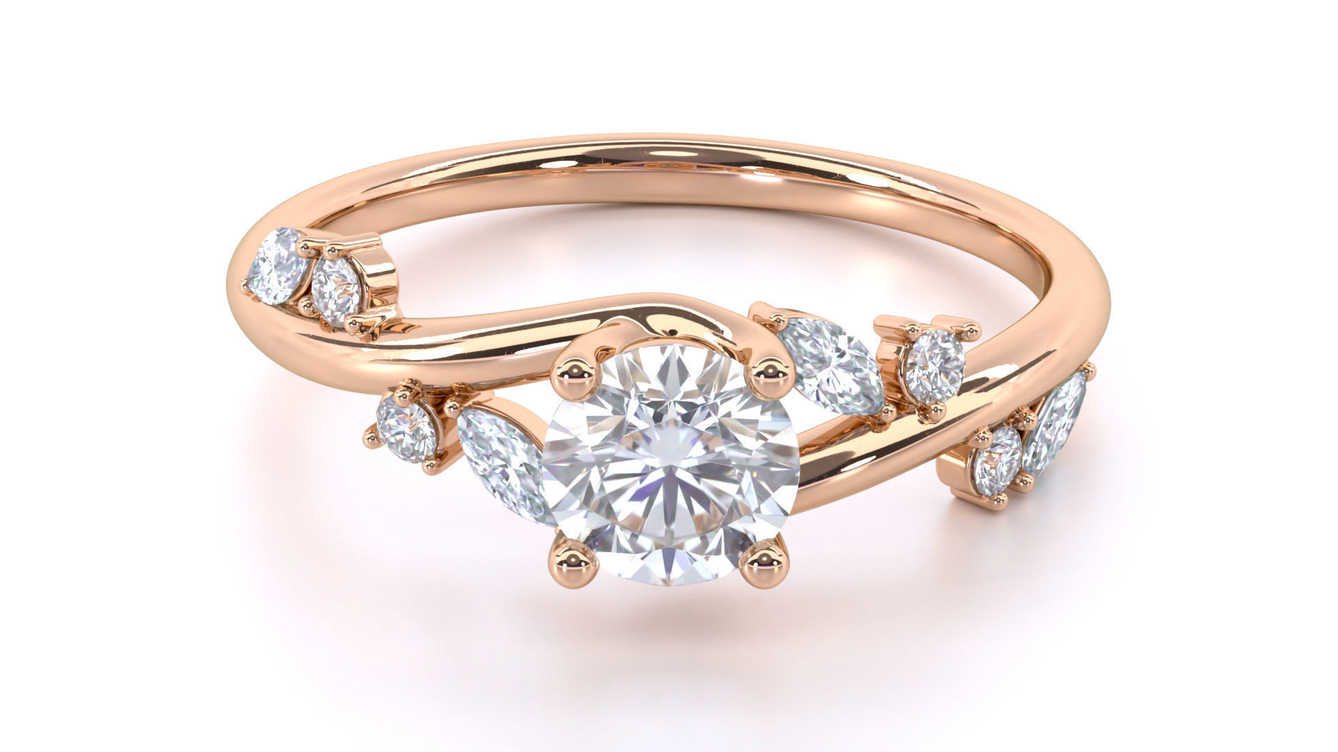 Aara Engagement Ring 3D print model_9