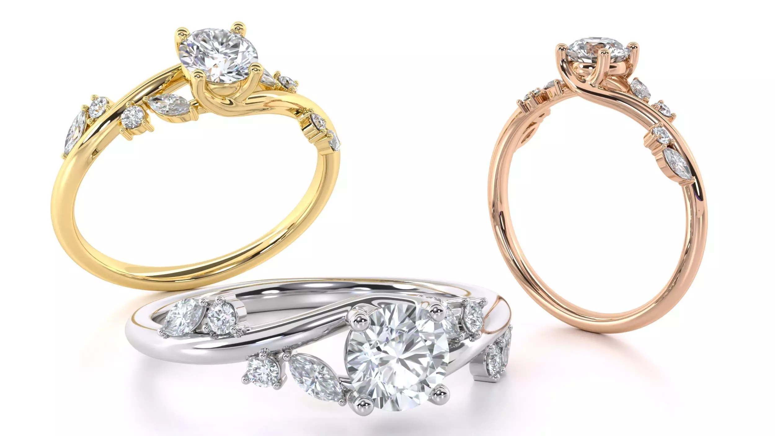 Aara Engagement Ring 3D print model_0