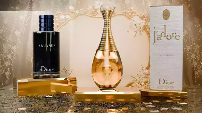 Dior jadore and Sauvage perfume 3D model and Animation  Low-poly 3D model