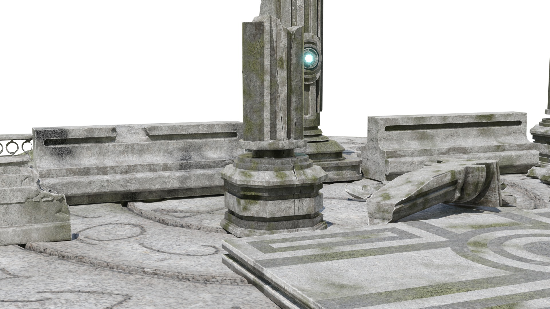 Ancient ruins asset kitbash unreal engine low polly game ready Low-poly 3D model_5