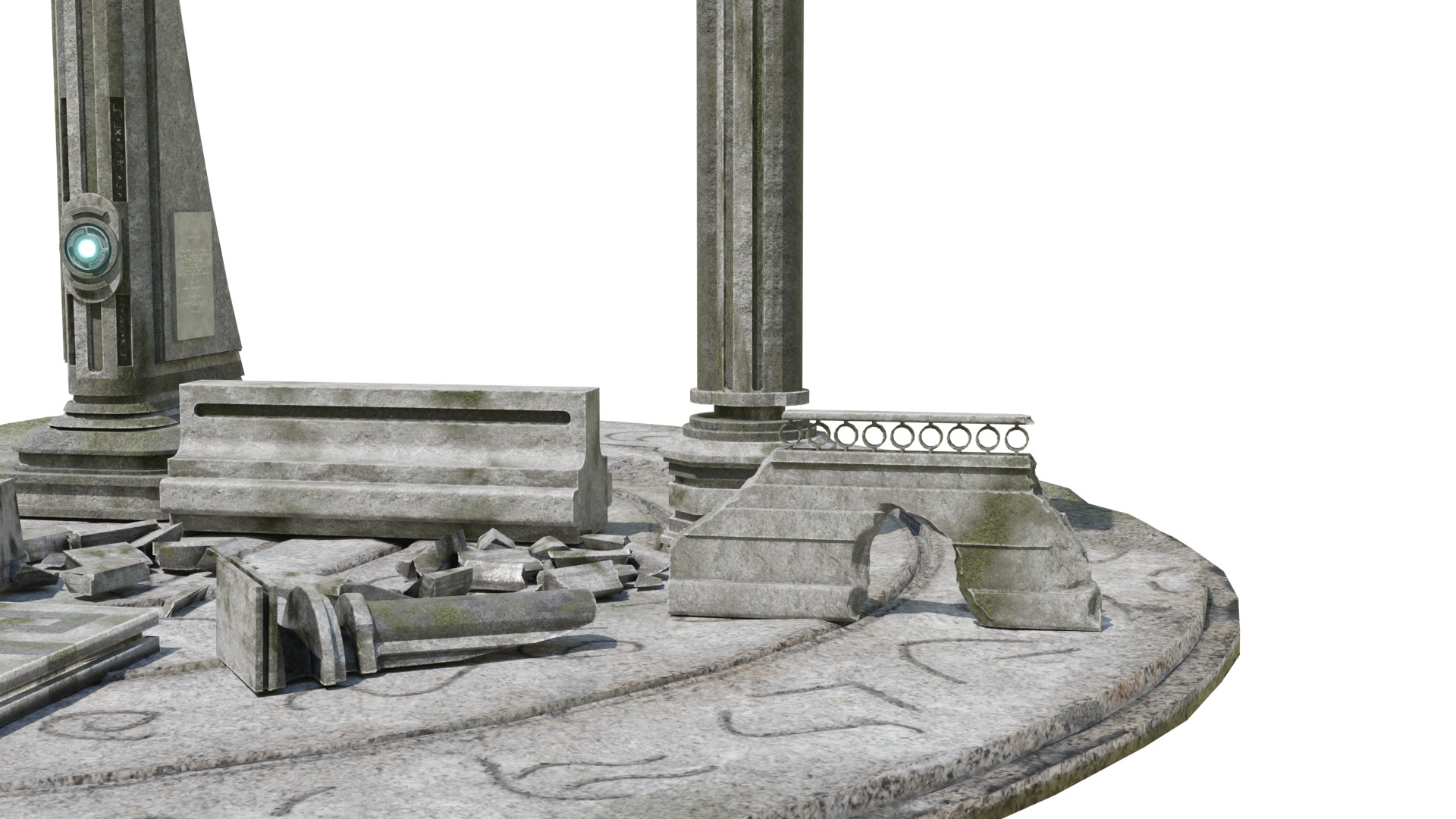 Ancient ruins asset kitbash unreal engine low polly game ready Low-poly 3D model_7