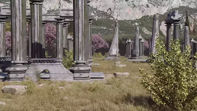 Ancient ruins asset kitbash unreal engine low polly game ready