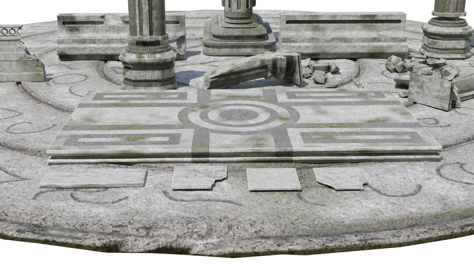 Ancient ruins asset kitbash unreal engine low polly game ready Low-poly 3D model_6