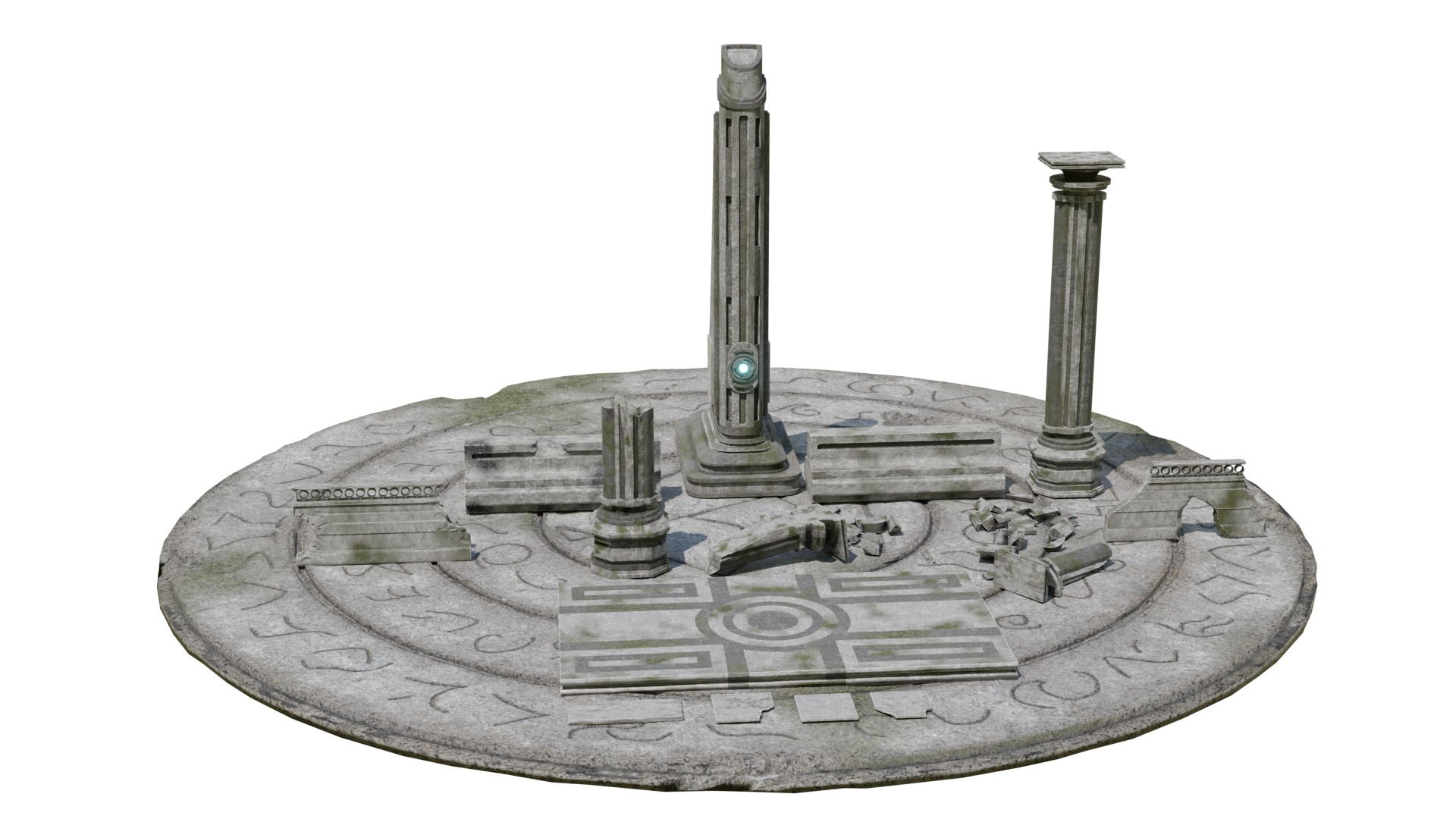 Ancient ruins asset kitbash unreal engine low polly game ready Low-poly 3D model_3