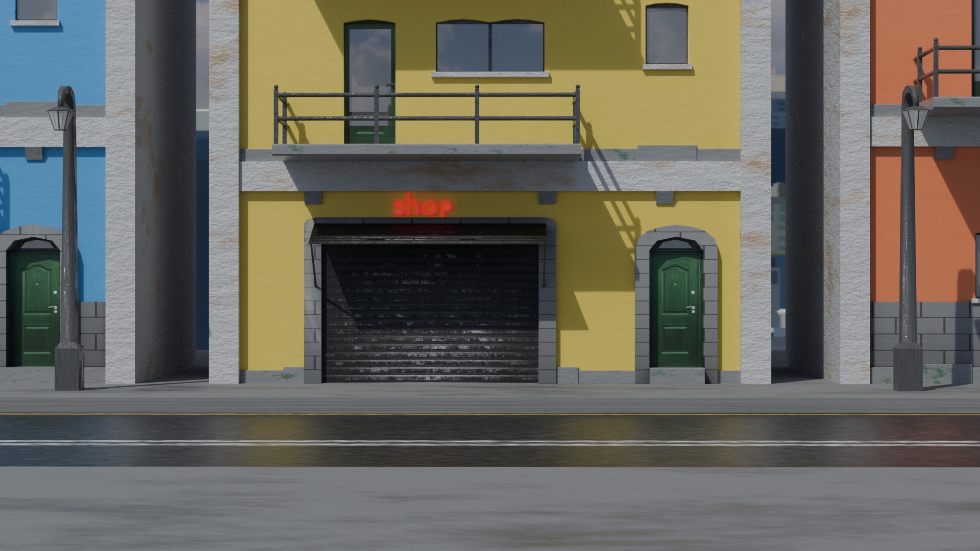 Old City Buildings Low Poly Low-poly 3D model_2