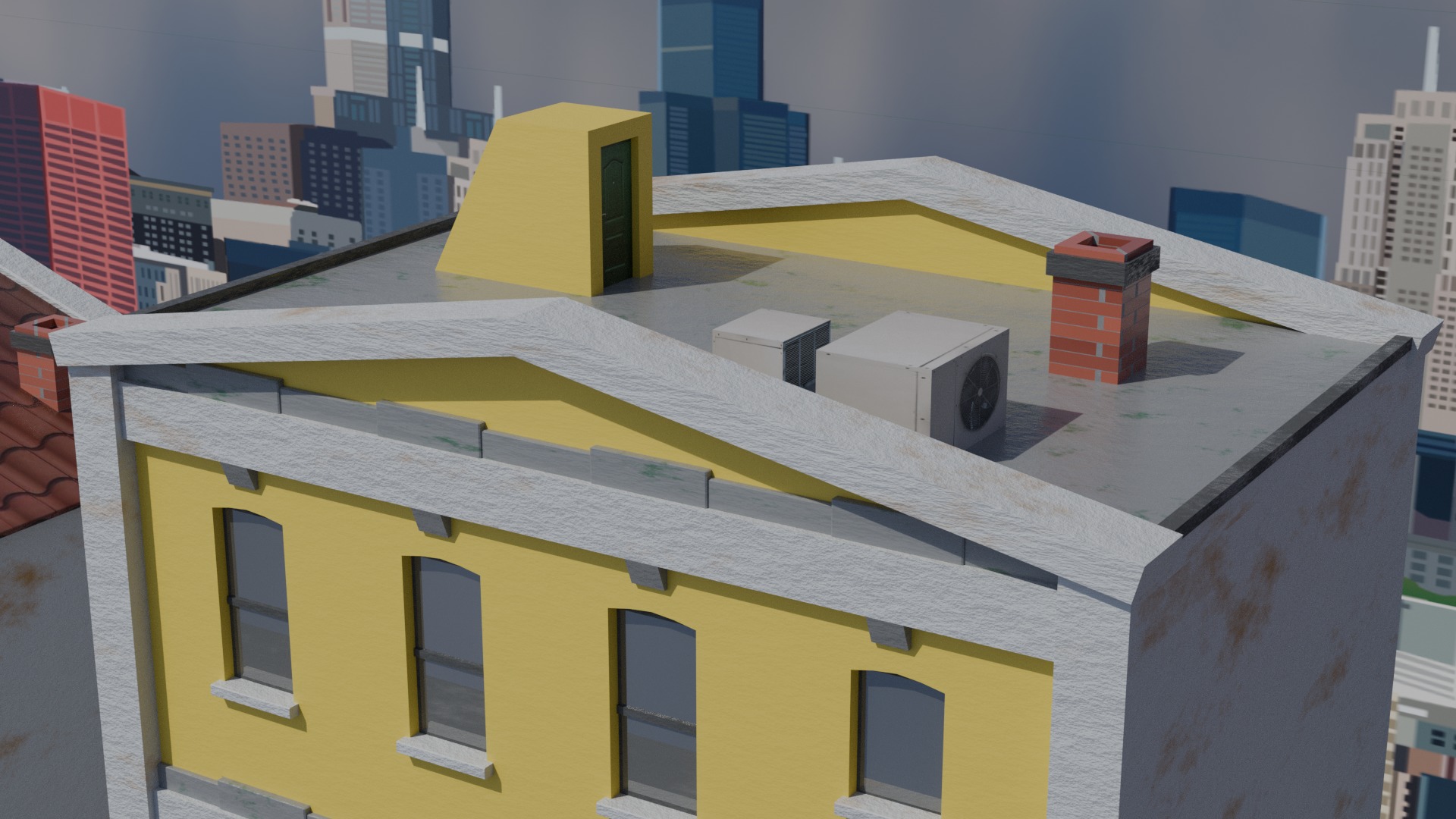 Old City Buildings Low Poly Low-poly 3D model_8