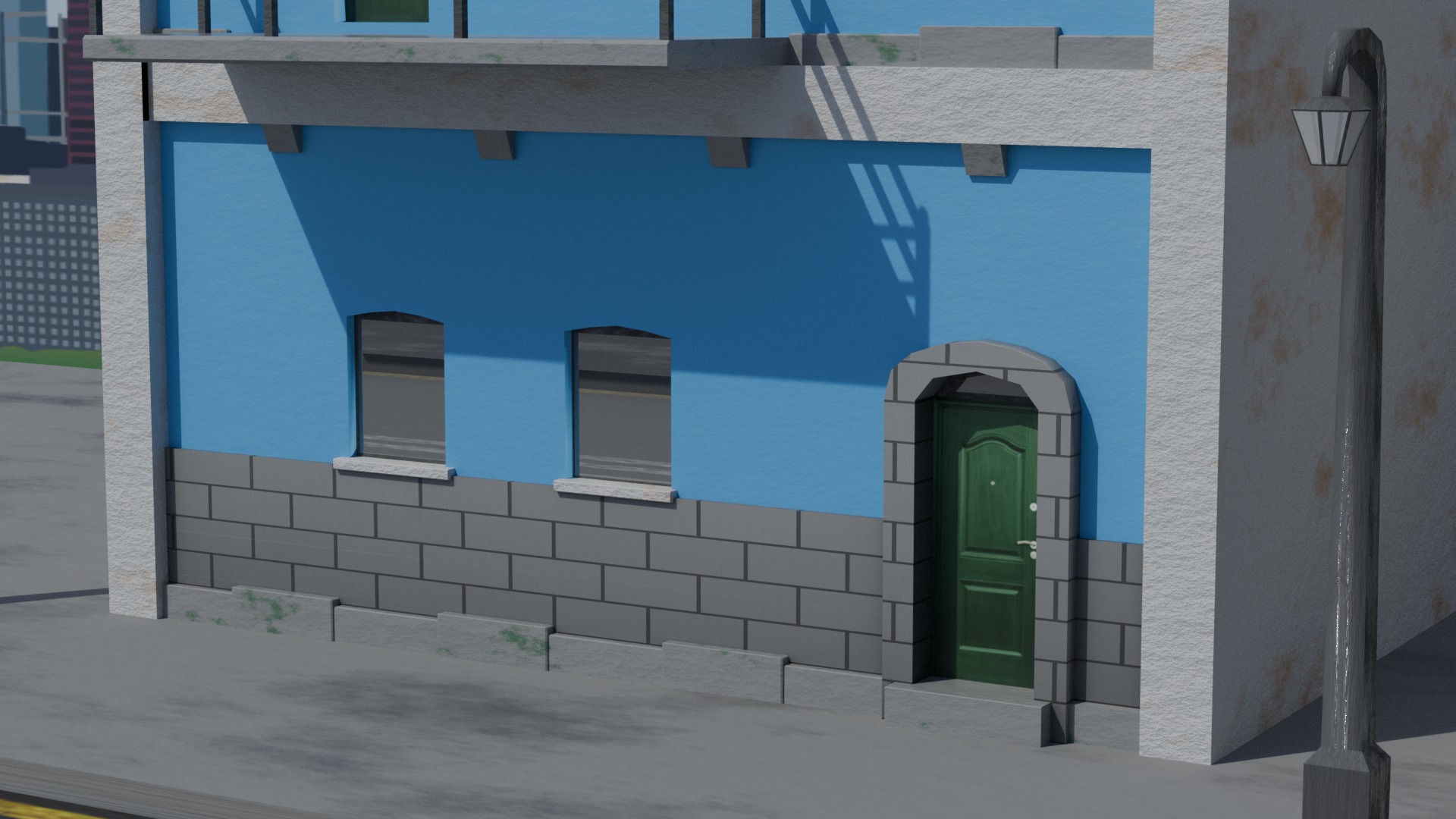 Old City Buildings Low Poly Low-poly 3D model_7