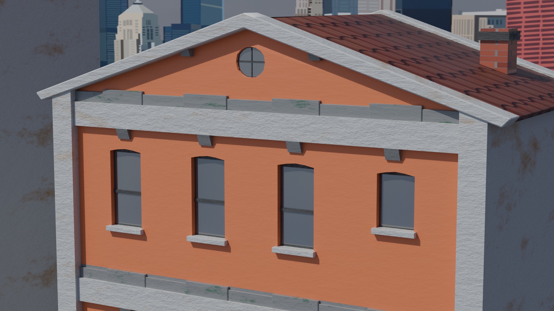 Old City Buildings Low Poly Low-poly 3D model_5