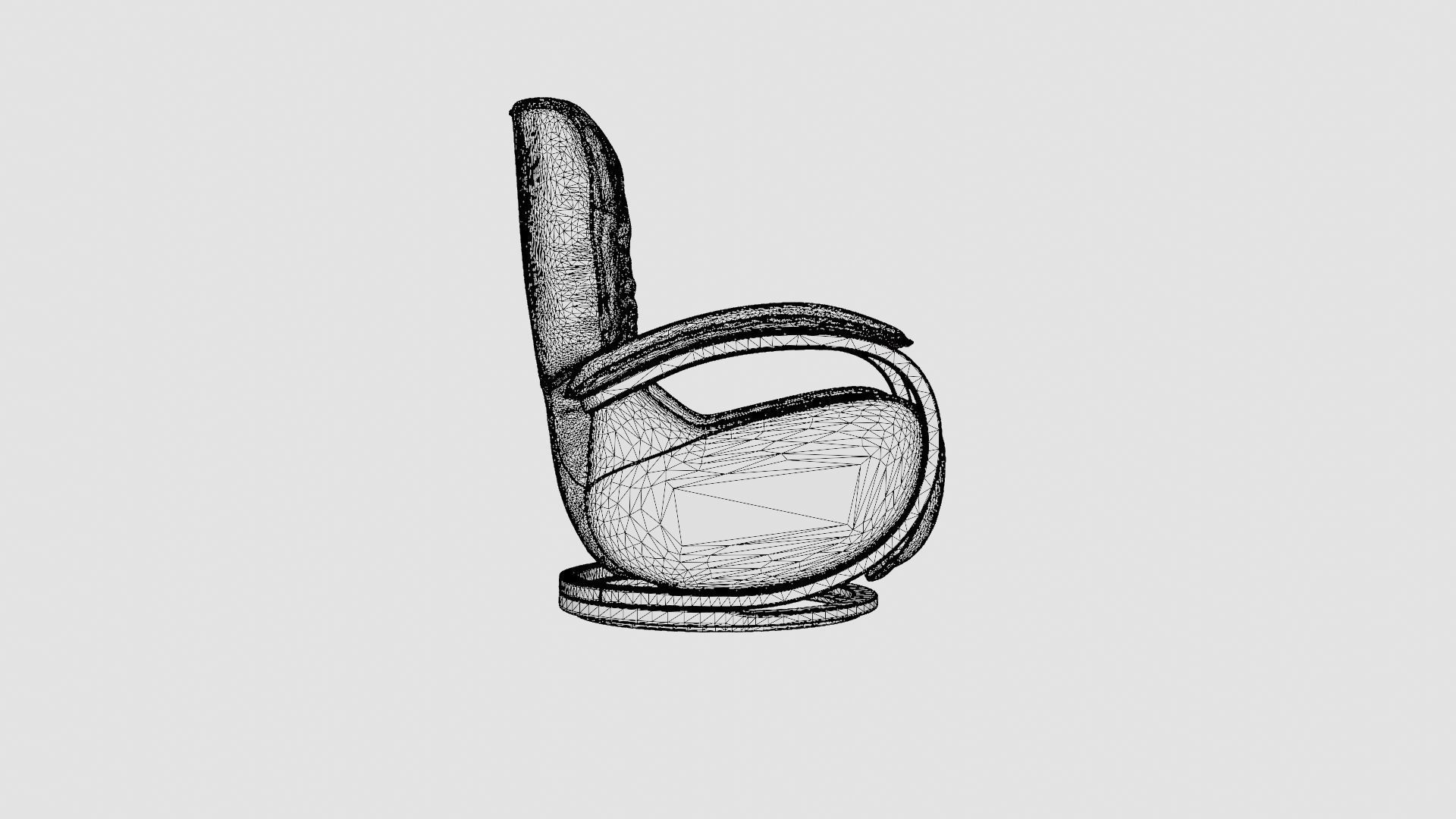 Fabric Armchair Low-poly 3D model_8