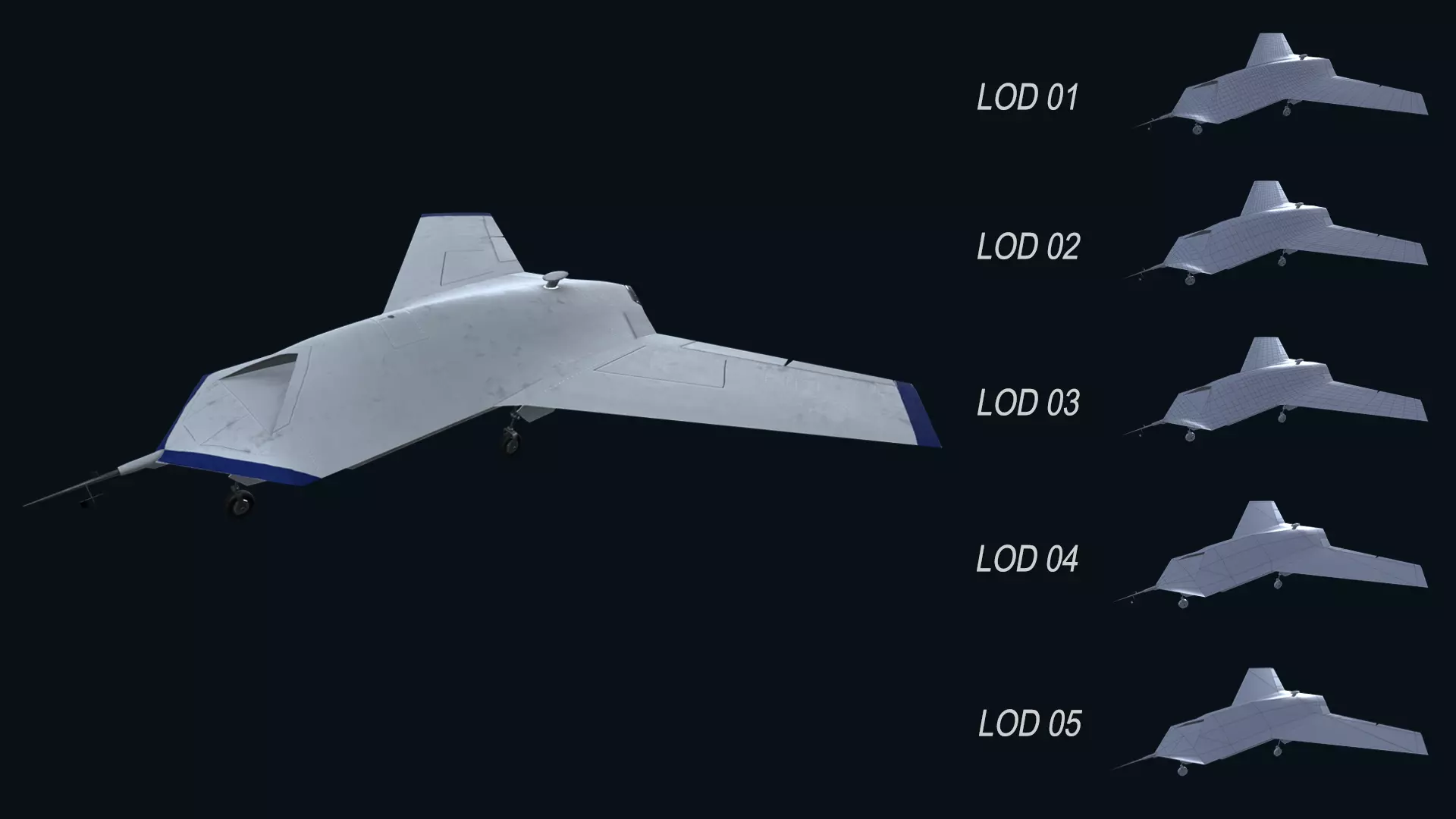 Asset - Army - UAV Boeing X45 - 3D MODEL Low-poly Low-poly 3D model_0