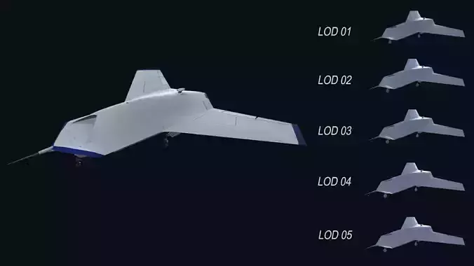 Asset - Army - UAV Boeing X45 - 3D MODEL Low-poly Low-poly 3D model