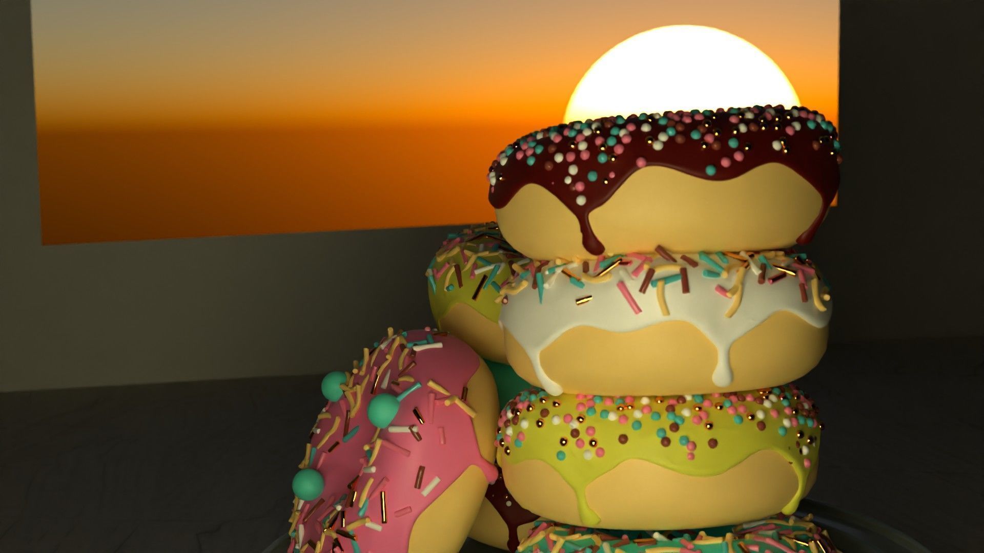 Donuts with sprinkles Free low-poly 3D model_7
