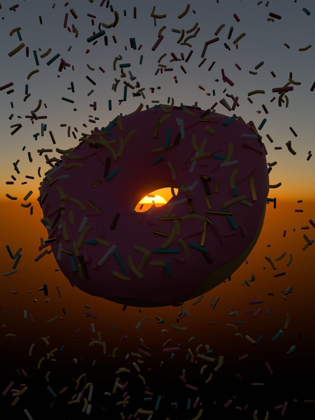 Donuts with sprinkles Free low-poly 3D model_4