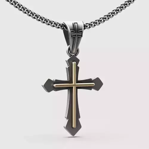 Cross pendant silver gold jewelry printable 3D model