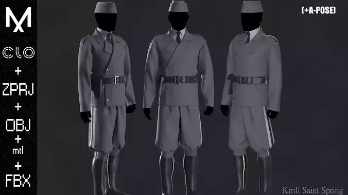 Military Outfit Male Marvelous designer Clo3d OBJ mtl FBX ZPRJ
