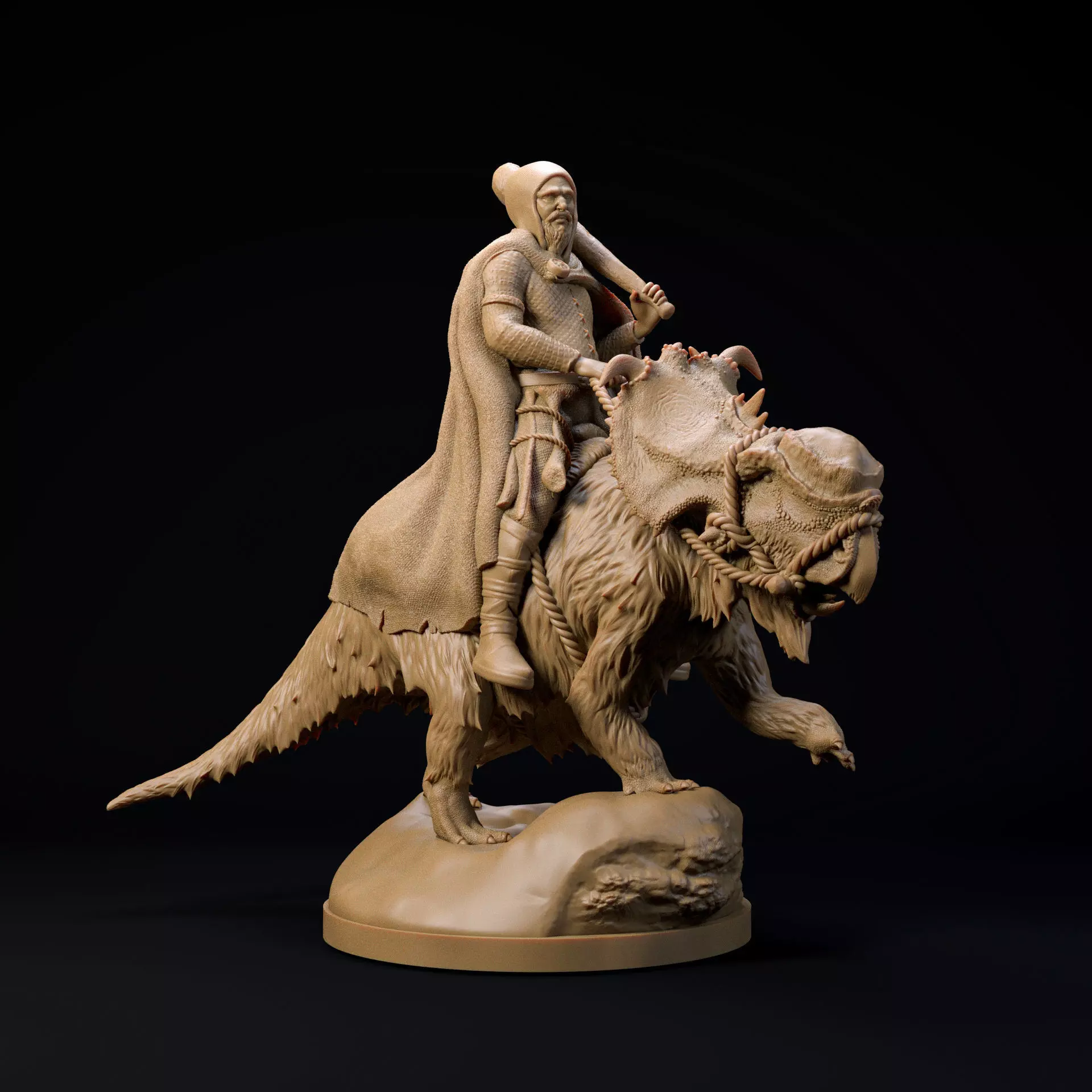 Giant Pachyrhinosaurus rider 32mm scale - pre-supported 3D print model