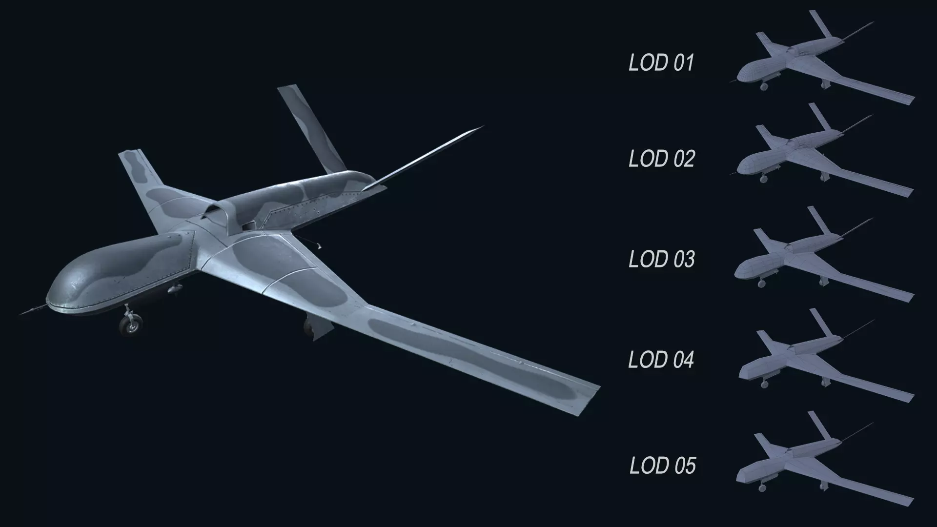 Asset - Army - UAV Avenger - 3D MODEL Low-poly Low-poly 3D model
