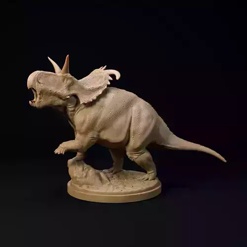 Lokirceratops roar 32mm scale - pre-supported dinosaur companion