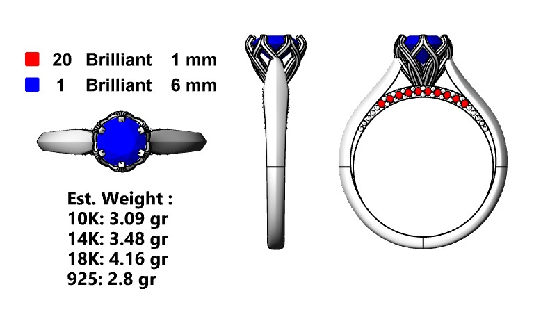 SOLITAIRE RING 3D print model_4
