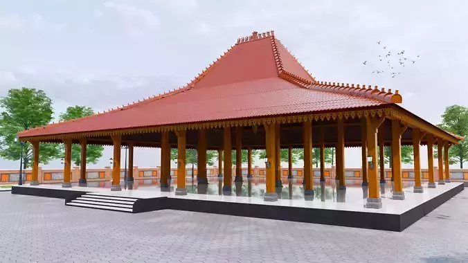 Traditional Wooden Javanese House or named Joglo 