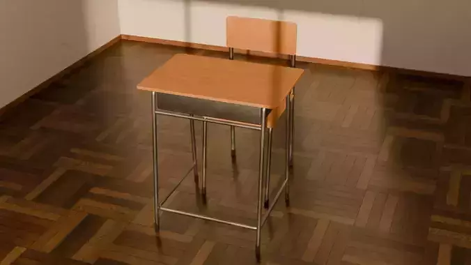 School Chair and Desk Set PBR Textured New Weathered Versions 3D model