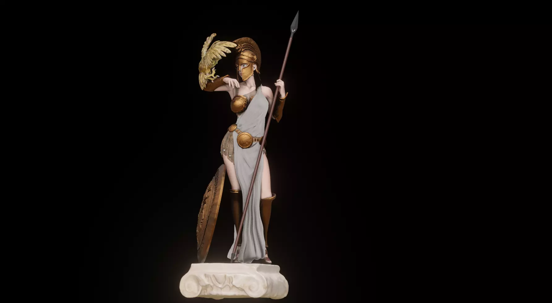 Athena Greek Goddess - 1to10 statue STL file 3D print model 3D print model_0