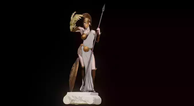Athena Greek Goddess - 1to10 statue STL file 3D print model