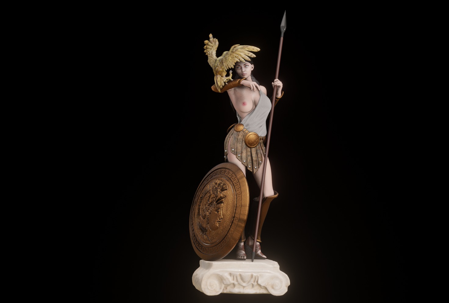 Athena Greek Goddess - 1to10 statue STL file 3D print model 3D print model_12