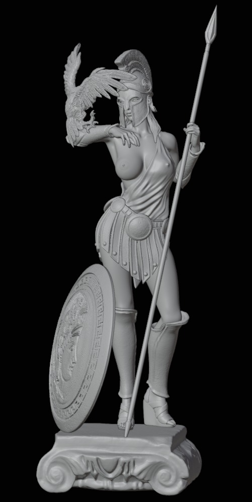 Athena Greek Goddess - 1to10 statue STL file 3D print model 3D print model_25