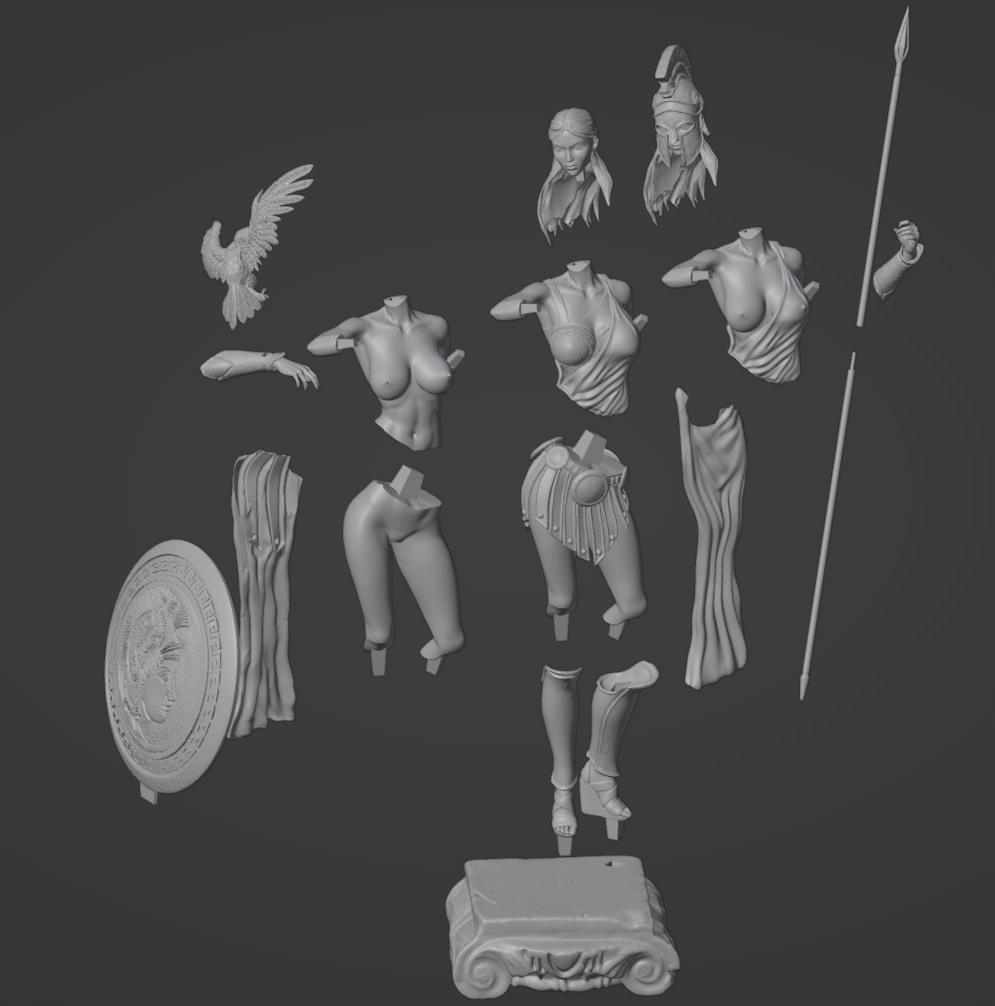 Athena Greek Goddess - 1to10 statue STL file 3D print model 3D print model_30
